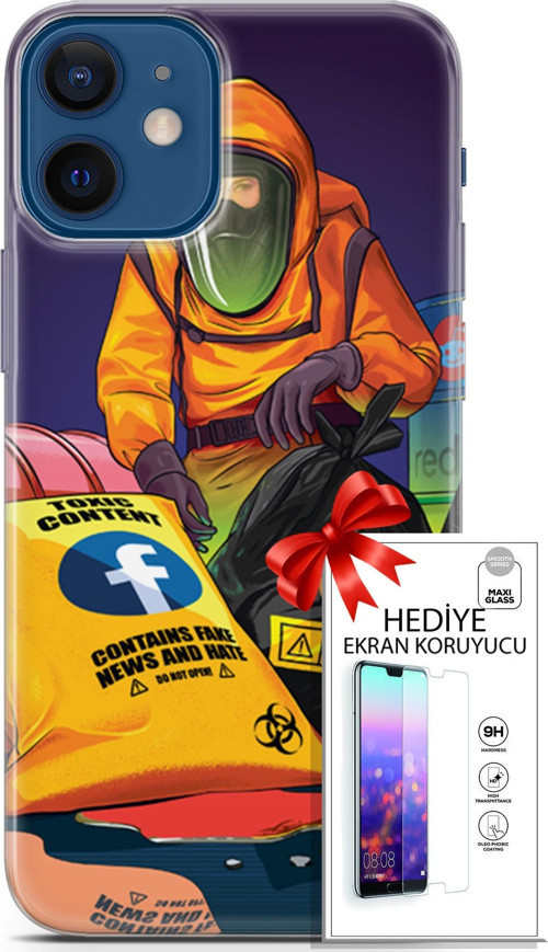 Apple İphone 12 Mini Kılıf Orijinal Seri Cardano 24 Toxic Darbe Emici Kılıf + Ekran Koruyucu