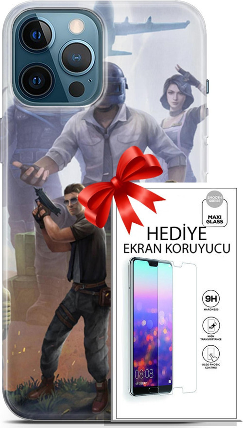 Apple İphone 12 Pro Max Kılıf Orijinal Seri Pubg 09 Carlo Uv Kılıf Ve Ekran Koruyucu