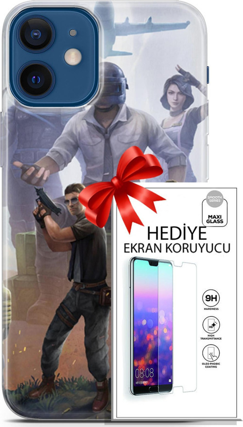 Apple İphone 12 Mini Kılıf Orijinal Seri Pubg 09 Carlo Uv Kılıf Ve Ekran Koruyucu