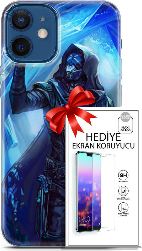 Apple İphone 12 Mini Kılıf Orijinal Seri Pubg 13 Maskeli Case Kapak Ekran Koruyucu