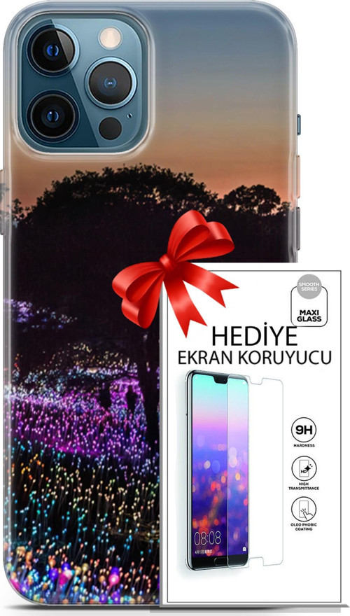 Apple İphone 12 Pro Max Kılıf Orijinal Seri Fantasy 11 Işıltılı Brookgreen 4K Baskılı Kılıf + Ekran Koruyucu