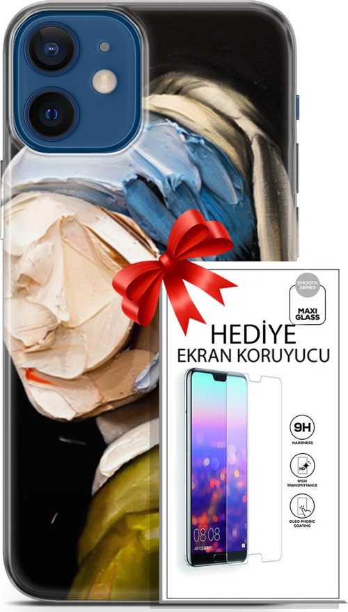 Apple İphone 12 Mini Kılıf Orijinal Seri Soul 03 Yüzü Olmayan Kadın Arka Kapak + Ekran Koruyucu