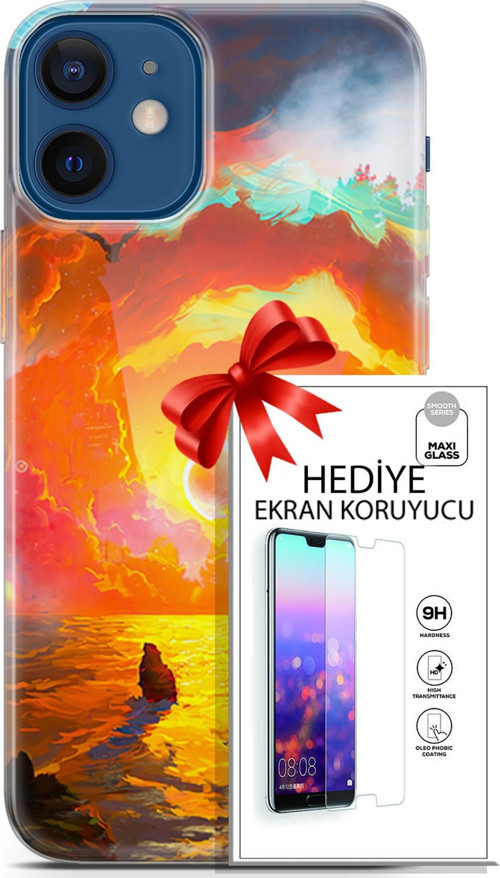 Apple İphone 12 Mini Kılıf Orijinal Seri Neo 21 Tabancalı Darbe Önleyici Kapak + Ön Ekran Koruyucu