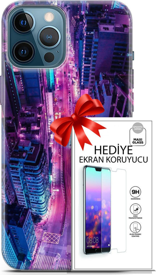Apple İphone 12 Pro Max Kılıf Orijinal Seri Cyberpunk 22 Usa Kap + Ekran Koruyucu