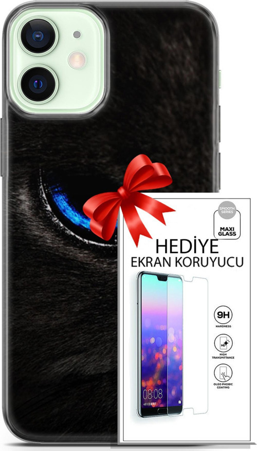 Apple İphone 12 Kılıf Orijinal Seri Scotish-British 25 Maine Coon Soyulmayan Kılıf + Ekran Koruyucu