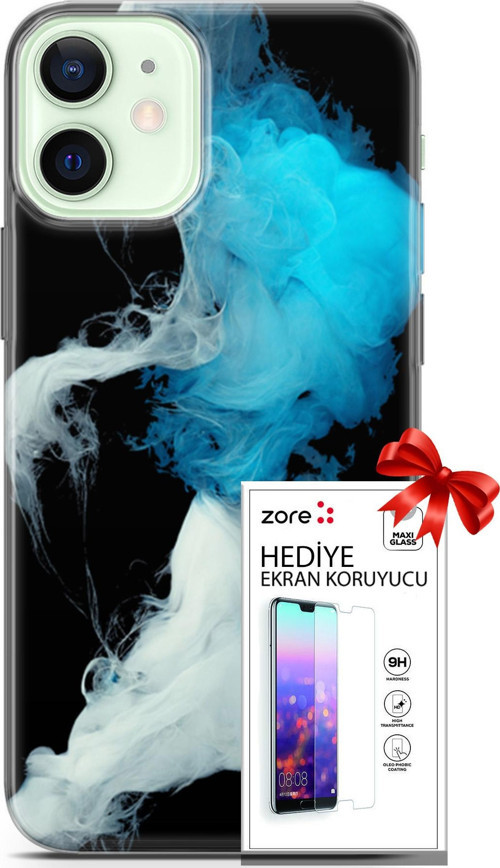 Apple İphone 12 Kılıf Orijinal Seri Supers 06 Soyut Duman Koruyucu Kapak Ekran Koruyucu