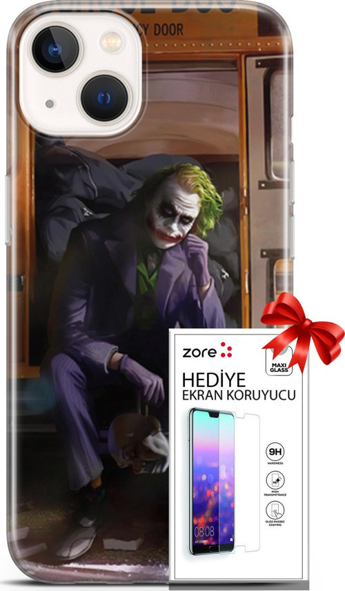 Apple İphone 13 Mini Kılıf Orijinal Seri Supers 05 Joker Poster Koruma Kılıfı + Ekran Koruyucu