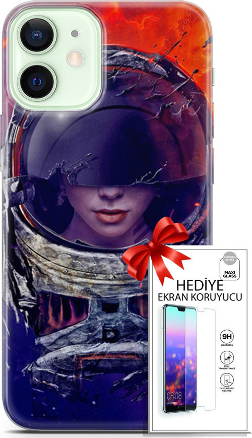 Apple İphone 12 Kılıf Orijinal Seri Algorand 17 Astrolojika Yumuşak Kılıf + Ekran Koruyucu