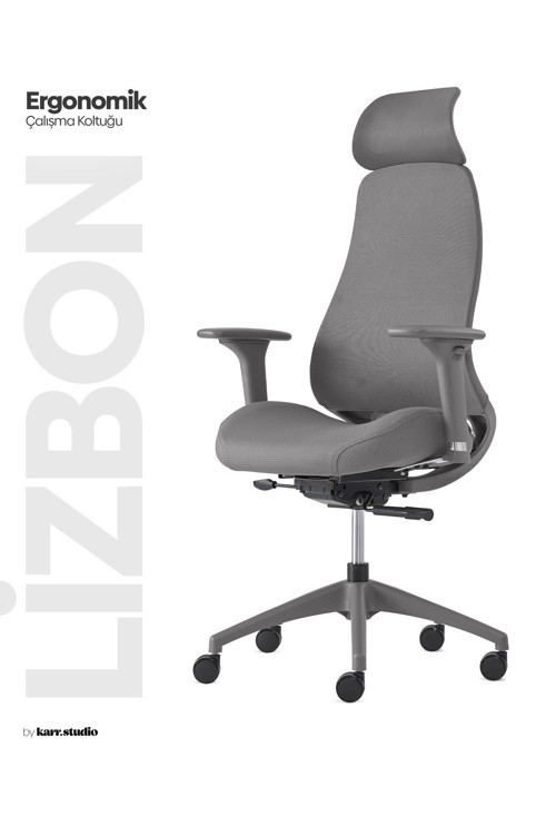 Lizbon Ergonomik Çalışma Koltuğu - Gri