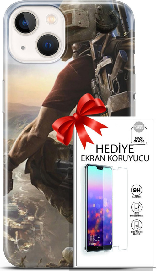 Apple İphone 13 Mini Kılıf Orijinal Seri Pubg 10 Mobile Full Hd Kılıf + Ekran Koruyucu