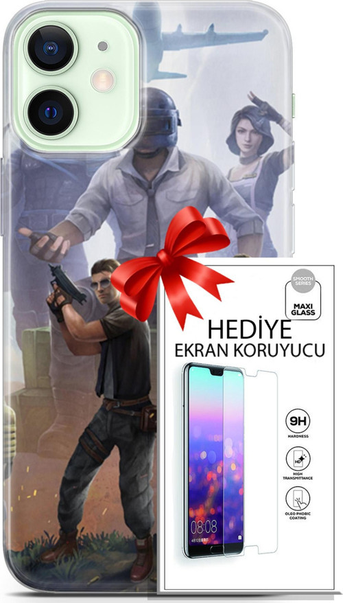 Apple İphone 12 Kılıf Orijinal Seri Pubg 09 Carlo Uv Kılıf Ve Ekran Koruyucu
