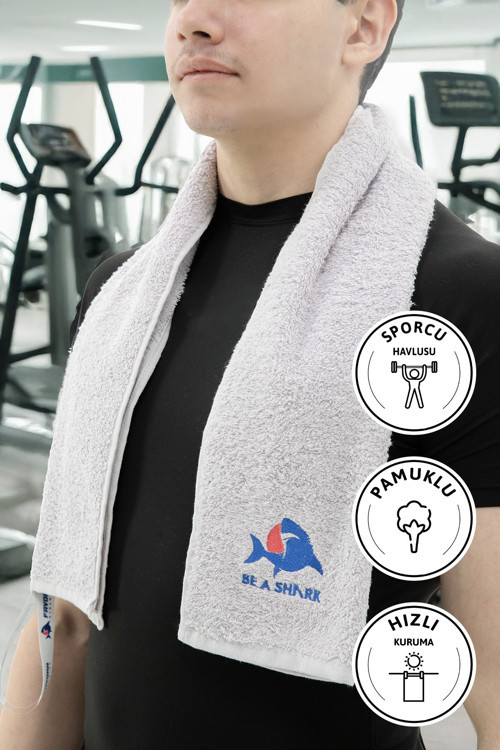 Sporcu Antrenman Havlusu Gym Fitness Plates Boks Tenis Spor Havlusu 105x30 Cm - Gri