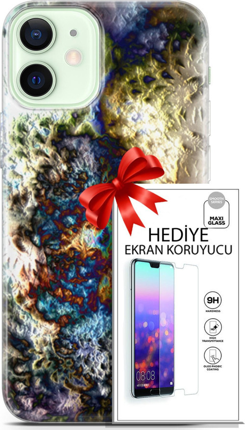 Apple İphone 12 Kılıf Orijinal Seri Nature 13 Volkanik Case Kapak Ekran Koruyucu