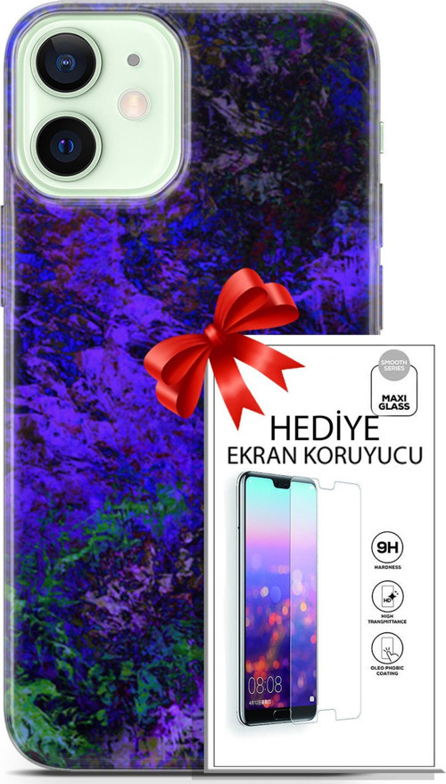 Apple İphone 12 Kılıf Orijinal Seri Nature 30 Mor Tonlar Kenarları Şeffaf Kapak Ve Ekran Koruyucu