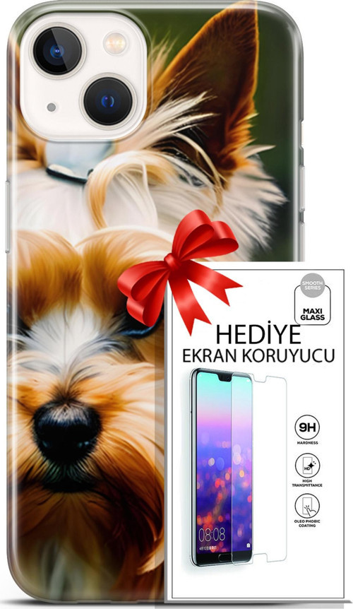 Apple İphone 13 Mini Kılıf Orijinal Seri Dogs 13 Yorkshire Terriyer Case Kapak Ekran Koruyucu