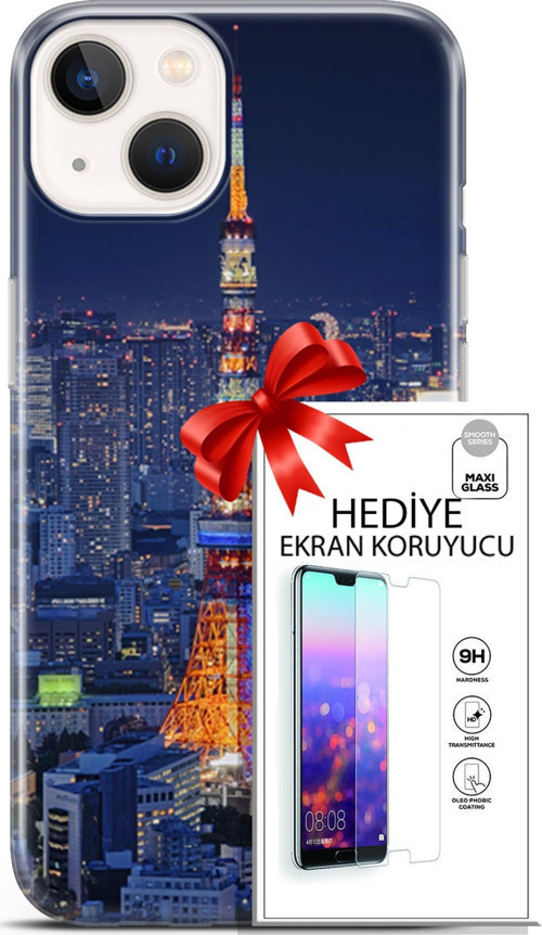 Apple İphone 13 Mini Kılıf Orijinal Seri Fantasy 02 Eyfel Kapak Ve Ekran Koruyucu