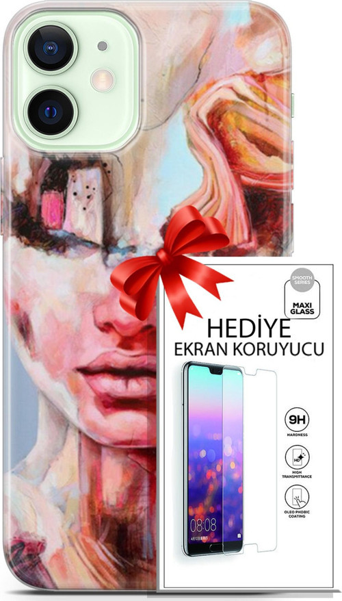 Apple İphone 12 Kılıf Orijinal Seri Soul 14 Beyaz Kırmızı Cover Kılıf + Ön Ekran Koruyucu