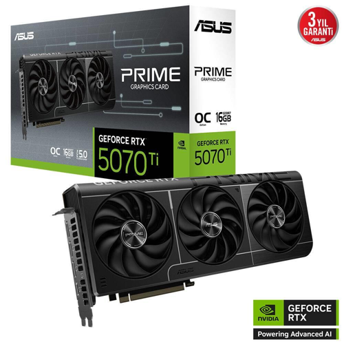 PRIME RTX5070TI-O16G, 16Gb, 256Bit, GDDR7, 1xHDMI, 3xDP GAMING Ekran Kartı