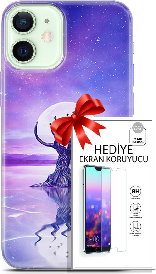 Apple İphone 12 Kılıf Orijinal Seri Neo 30 Carnage Kenarları Şeffaf Kapak Ve Ekran Koruyucu