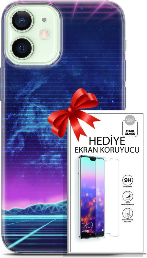 Apple İphone 12 Kılıf Orijinal Seri Cyberpunk 30 Neon Game Kenarları Şeffaf Kapak Ve Ekran Koruyucu
