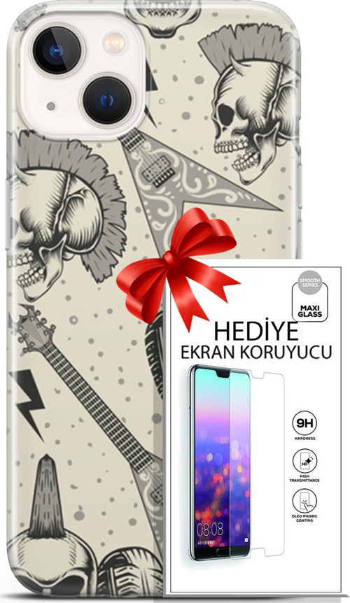 Apple İphone 13 Mini Kılıf Orijinal Seri Punky 20 Trash Punk Renkli Kılıf Ekran Koruyucu