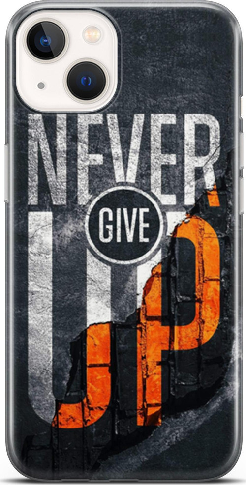 Apple İphone 13 Mini Kılıf Orijinal Seri Typo 29 Never Give Up Leke Tutmaz Kapak