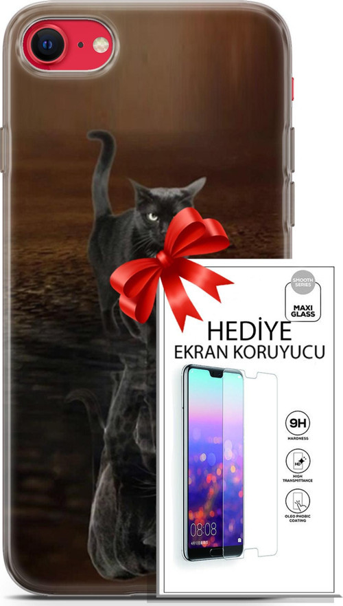Apple İphone Se 2020 - 2022 Kılıf Orijinal Seri Scotish-British 16 Siyah Rus Kedisi Hediyelik Kılıf