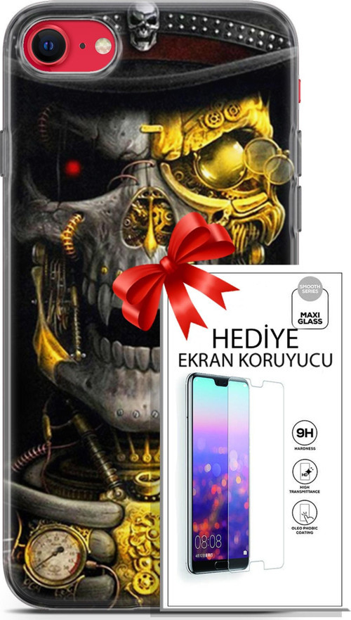 Apple İphone Se 2020 - 2022 Kılıf Orijinal Seri Pubg 22 Skeleton Kap + Ekran Koruyucu