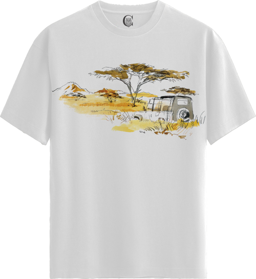 Safari Adventure - %100 Pamuklu Erkek Beyaz Tişört - Premium Quality