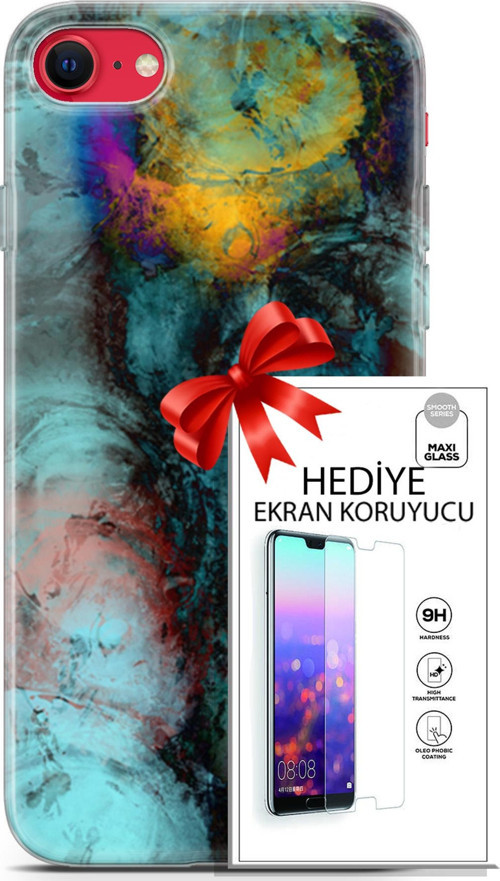 Apple İphone Se 2020 - 2022 Kılıf Orijinal Seri Nature 14 Dalgalar Cover Kılıf + Ön Ekran Koruyucu