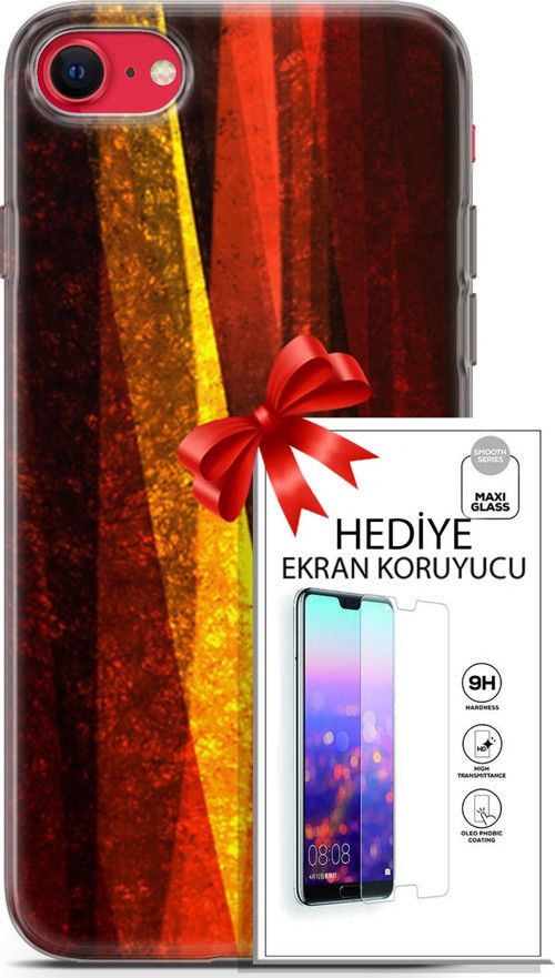 Apple İphone Se 2020 - 2022 Kılıf Orijinal Seri Nature 17 Sarı Katman Yumuşak Kılıf + Ekran Koruyucu