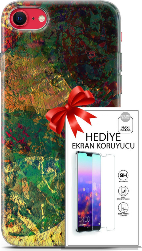Apple İphone Se 2020 - 2022 Kılıf Orijinal Seri Nature 26 Çok Renkli Soft Kapak + Ekran Koruyucu