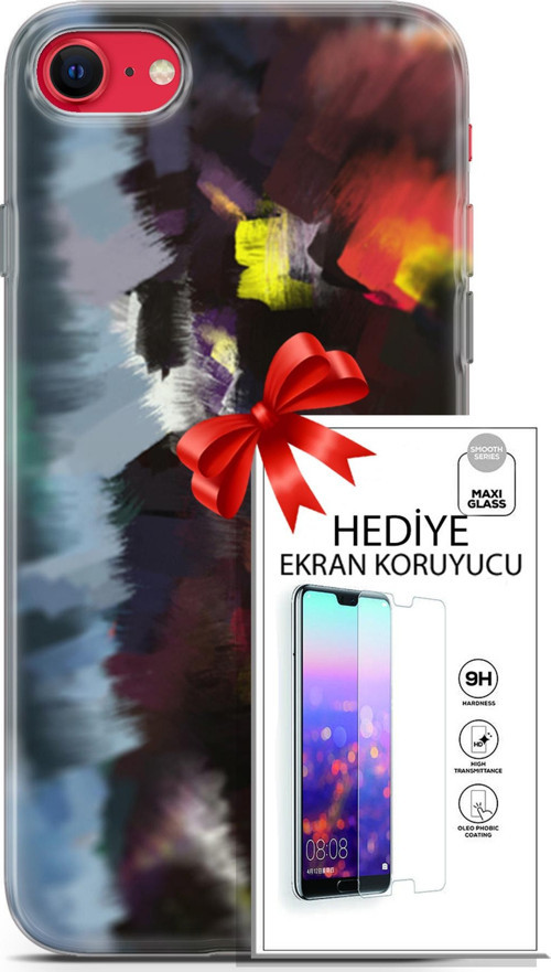 Apple İphone Se 2020 - 2022 Kılıf Orijinal Seri Nature 19 Çok Renkli Tam Koruma Kılıf + Ekran Koruyucu