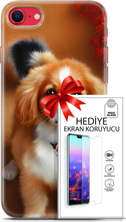 Apple İphone Se 2020 - 2022 Kılıf Orijinal Seri Dogs 14 King Charles Spaniel Cover Kılıf + Ön Ekran Koruyucu