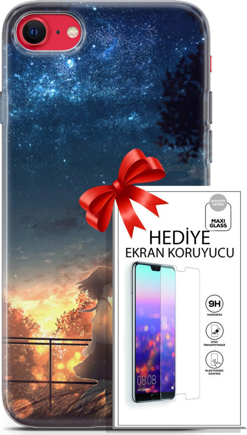 Apple İphone Se 2020 - 2022 Kılıf Orijinal Seri Fantasy 21 Anime Yıldızlar Darbe Önleyici Kapak + Ekran Koruyucu