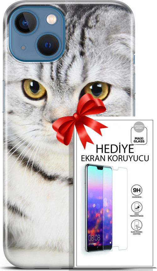 Apple İphone 13 Kılıf Orijinal Seri Scotish-British 18 British Beyaz Parlak Kılıf + Ekran Koruyucu F