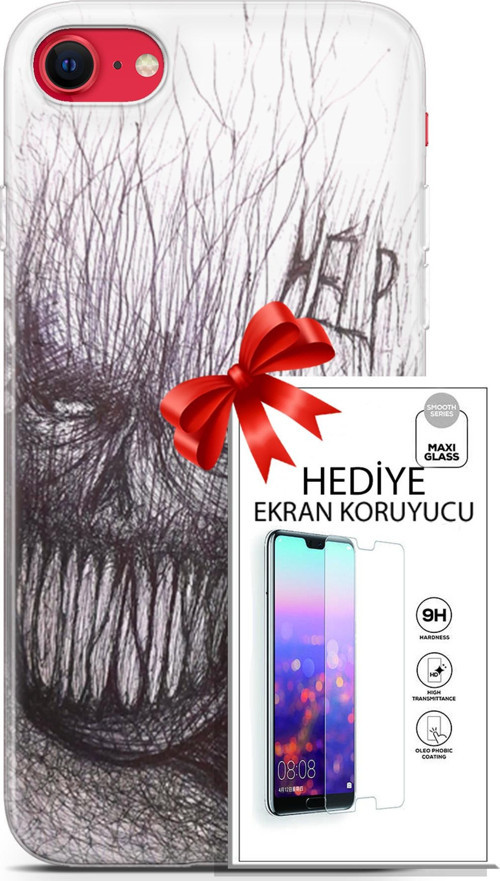 Apple İphone Se 2020 - 2022 Kılıf Orijinal Seri Soul 29 Şeytan Leke Tutmaz Kapak + Ekran Koruyucu
