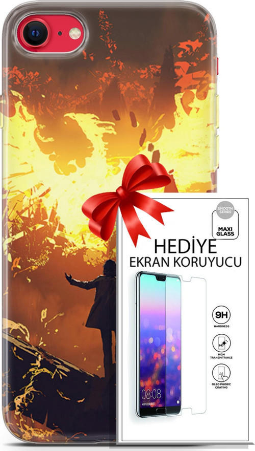 Apple İphone Se 2020 - 2022 Kılıf Orijinal Seri Neo 13 Mor Panter Fortnite Case Kapak Ekran Koruyucu