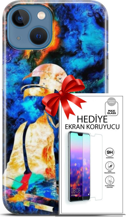 Apple İphone 13 Kılıf Orijinal Seri Pubg 26 Colorful Soft Kapak + Ekran Koruyucu