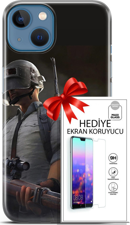Apple İphone 13 Kılıf Orijinal Seri Pubg 02 Battlegrounds Kapak Ve Ekran Koruyucu