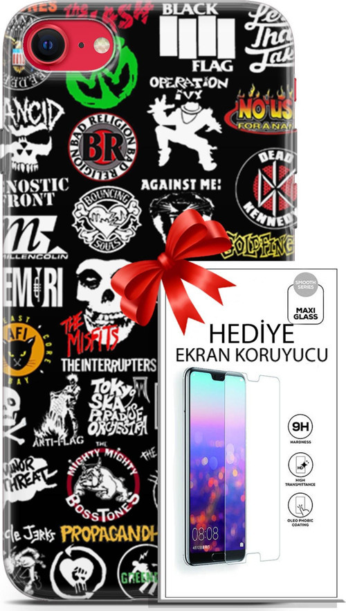 Apple İphone Se 2020 - 2022 Kılıf Orijinal Seri Punky 29 Armalar Leke Tutmaz Kapak + Ekran Koruyucu