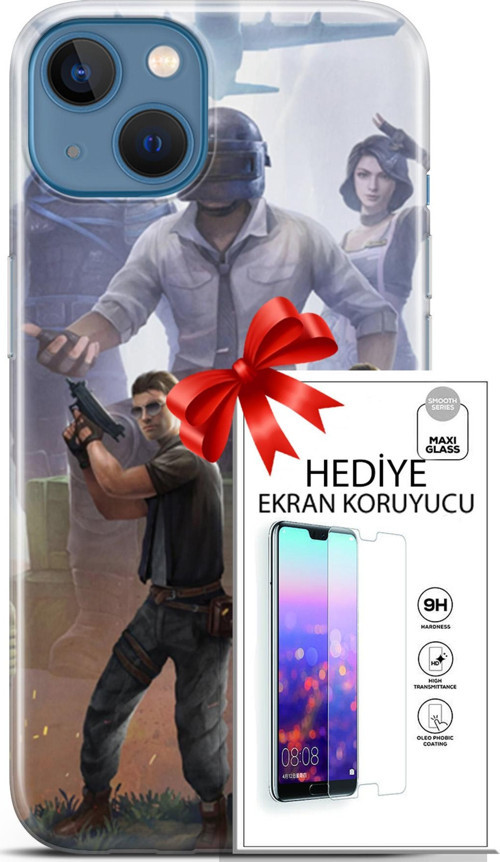 Apple İphone 13 Kılıf Orijinal Seri Pubg 09 Carlo Uv Kılıf Ve Ekran Koruyucu