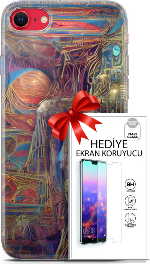 Apple İphone Se 2020 - 2022 Kılıf Orijinal Seri Cyberpunk 18 Parapsikoloji Parlak Kılıf + Ekran Koruyucu