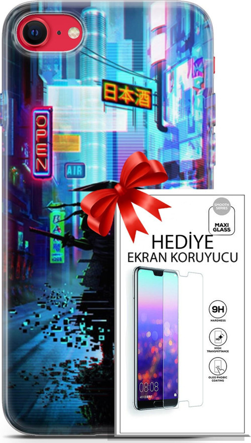Apple İphone Se 2020 - 2022 Kılıf Orijinal Seri Cyberpunk 29 Open Leke Tutmaz Kapak + Ekran Koruyucu