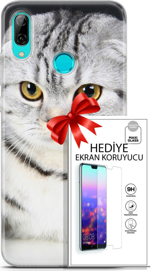 Huawei P Smart 2019 Kılıf Orijinal Seri Scotish-British 18 British Beyaz Parlak Kılıf + Ekran Koruyucu