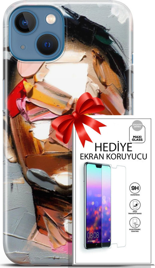 Apple İphone 13 Kılıf Orijinal Seri Soul 01 Suratsız Telefon Kılıfı + Ekran Koruyucu