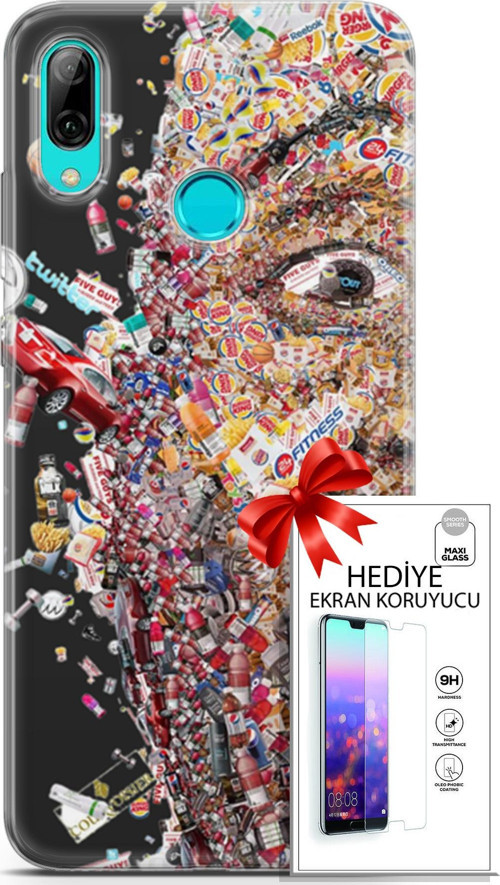 Huawei P Smart 2019 Kılıf Orijinal Seri Cardano 09 Fitness Uv Kılıf Ve Ekran Koruyucu