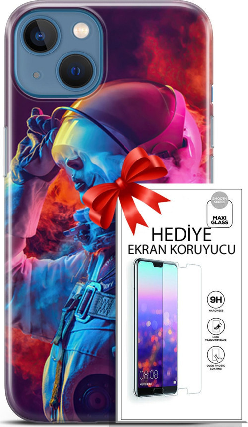 Apple İphone 13 Kılıf Orijinal Seri Neo 18 Spider Man Noir Parlak Kılıf + Ekran Koruyucu Full Koruma