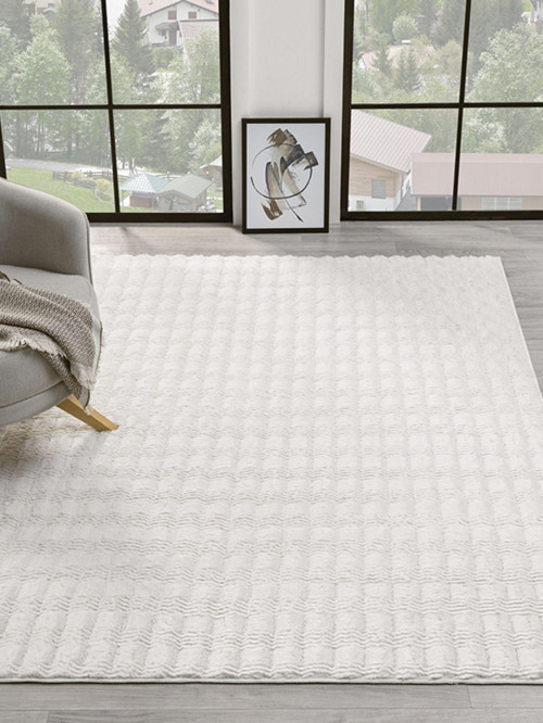 Tüylü Yumşak Tavşan Tüyü Für Kür Kaymaz Taban Salon Mutfak Antre Halı Yolluk Krem