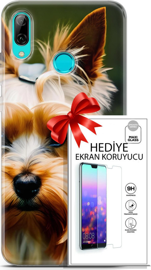 Huawei P Smart 2019 Kılıf Orijinal Seri Dogs 13 Yorkshire Terriyer Case Kapak Ekran Koruyucu